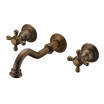 Wandmontierter Wasserhahn aus antikem Messing mit Rohventil – traditionelles Vintage-Thema