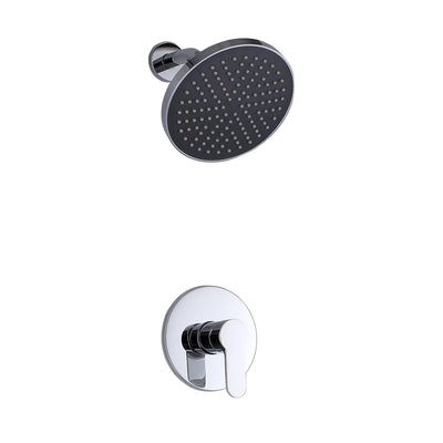 Badezimmer-Duscharmatur-Set, 20,3 cm runder Regenduschkopf aus ABS-Kunststoff + Rohventilkörper aus Messing, poliertes Chrom