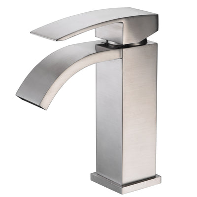 Wasserfall-Badezimmerarmatur, Waschtischarmaturen, gebürstetes Nickel-Finish