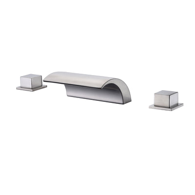 Römischer Wannenhahn aus gebürstetem Nickel, Wasserfallauslauf für hohe Durchflussrate, inklusive Ventil und Innengarnitur