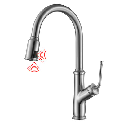 Berührungsloser Küchenarmatur mit herunterziehbarer Brause, gebürstetes Nickel-Finish