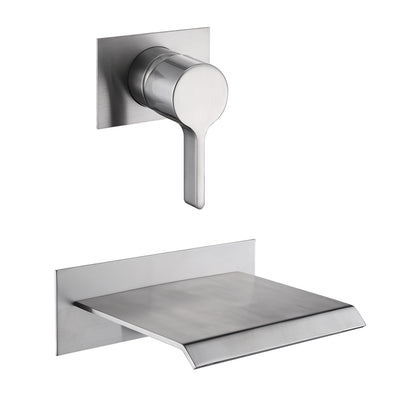 Sumerain Wasserfall-Wannenfüller zur Wandmontage, gebürstetes Nickel, mit Ventil, Einzelgriff, Messing, hohe Durchflussrate, S2140NW