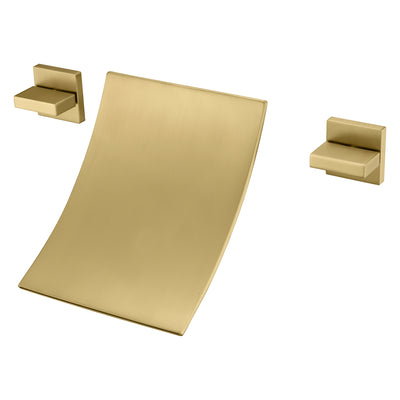 Wasserfall-Wannenhahn mit hohem Durchfluss, Wandmontage, Badewannenfüller, gebürstetes Gold-Finish