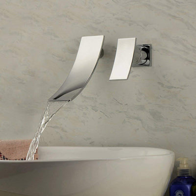Wandmontage-Wasserfall-Badezimmerhahn, Waschbeckenhahn mit 2 Löchern