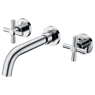 Badezimmer-Wasserhahn zur Wandmontage, Cross 2-Griff in Chromoptik, Sumerain