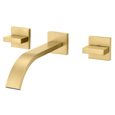 sumerain Gold Badezimmer-Wasserhahn, Wandmontage, Waschbecken-Wasserhahn mit rauem Ventil