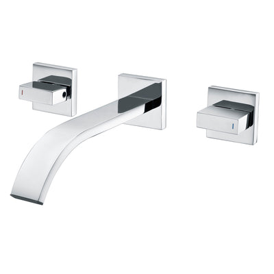 Zweigriff-Waschtischarmatur zur Wandmontage, Messing-Chrom-Badezimmer-Waschtischarmatur