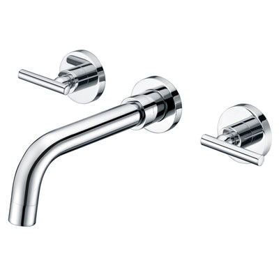 Badezimmer-Waschbecken-Wasserhahn, Wandmontage, zwei Griffe, WC-Wasserhahn, Chrom-Finish