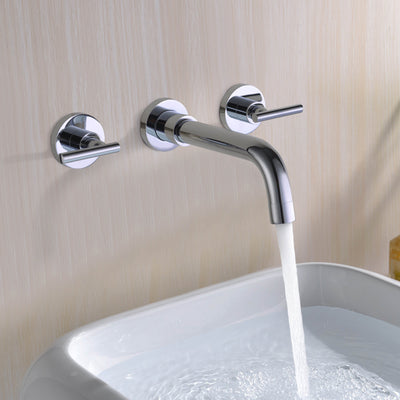 Bathroom Sink Faucet Wall Mount Two Handles Lavatory Faucet,Chrome finish