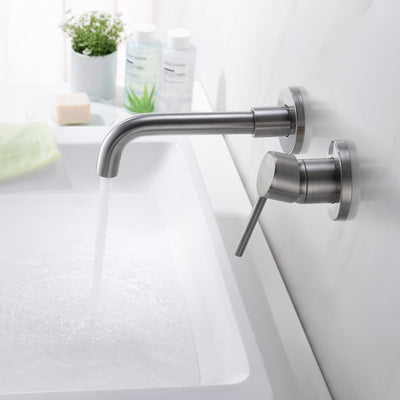 Wall Mount Bathroom Faucets Nickel Brushed,Single Handle with Brass Rough-in Valve