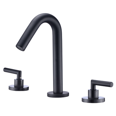 Schwarzer Badezimmer-Wasserhahn, mattschwarze Oberfläche, 20,3 cm breiter 3-Loch-Waschbecken-Wasserhahn