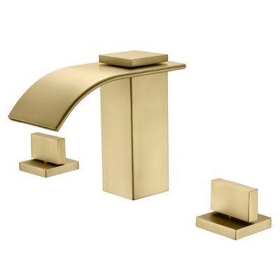 Wasserfall-Badezimmerarmatur aus gebürstetem Gold, 3 Löcher, 20,3 cm, weit verbreitet