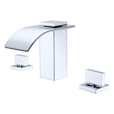 8-Zoll-Wasserfall-Badezimmerwaschtischarmatur mit 3 Löchern und Chrom-Finish