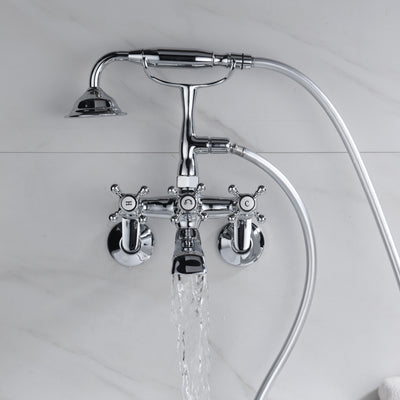 Badewannenarmatur mit Klauenfuß, 7,6 cm bis 22,9 cm, Wandmontage, Badewannenarmatur mit Handbrause, Chrom-Finish
