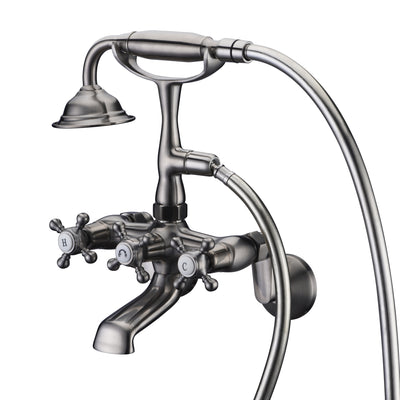 Badewannenarmatur mit Klauenfüßen, gebürstetes Nickel, Badewannenarmatur mit Dusche