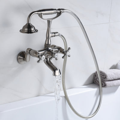 Badewannenarmatur mit Klauenfüßen, gebürstetes Nickel, Badewannenarmatur mit Dusche