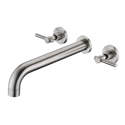 Wandmontierter Wanneneinlaufhahn mit hoher Durchflussrate, gebürstetes Nickel, extra langer Auslauf