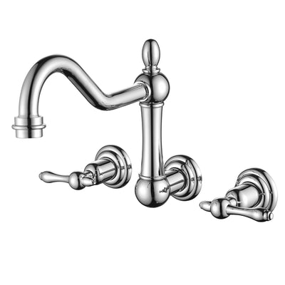 sumerain Vintage Badewannen-Wasserhahn, Wandmontage, Badewannen-Wasserhahn, 3 Löcher, 20,3 cm Mitte, Chrom
