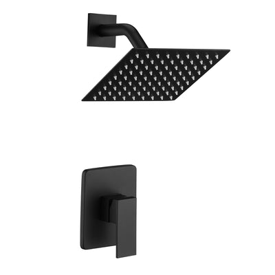 Mattschwarzes Badezimmer-Duscharmatur-Set-System mit Rohventil