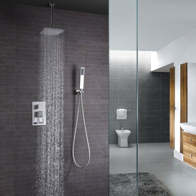 Regenduschsystem aus gebürstetem Nickel, Deckenduscharmatur mit Rohventil und individuell anpassbar