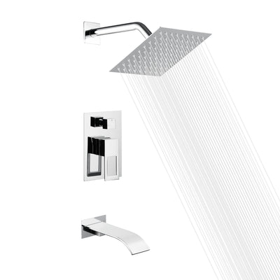 Badewannen-Duscharmatursystem mit Wasserfall-Wannenauslauf und verbrühungshemmendem Druckausgleichsventil, Chrom-Finish