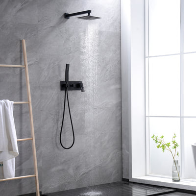 Sumerain Mattschwarzes Regenduschsystem mit Handbrause und Druckausgleichsventil