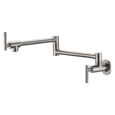 Topffüller-Wasserhahn-Wandhalterung, gebürstetes Nickel-Finish und Design mit zwei Schwenkgelenken
