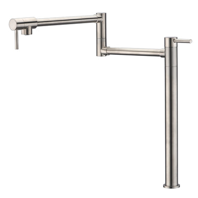 Topffüller-Deckhalterung, gebürstetes Nickel-Finish mit Verlängerungsschaft und 20-Zoll-Doppelschwenkgelenk-Auslauf