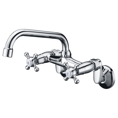 Wandmontierte Küchenarmaturen, 2 Kreuzgriffe, Chrom-Finish, verstellbare Breite von 7,6 cm bis 22,9 cm