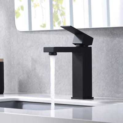 sumerain Mattschwarzer Badezimmer-Wasserhahn, Einloch-Waschbecken-Wasserhahn, SUS 304 Edelstahl