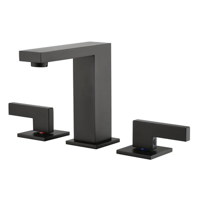 sumerain Widespread Matte Black Bathroom Sink Faucet 8 Inch 3 Hole Lavatory Faucet Vanity Faucet with Y Shape Quick Connect Hose