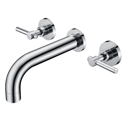 SUMERAIN Wandmontage-Badewannen-Wasserhahn, 3-Loch-Wannenfüller-Wasserhahn mit Ventil, Chrom-Finish