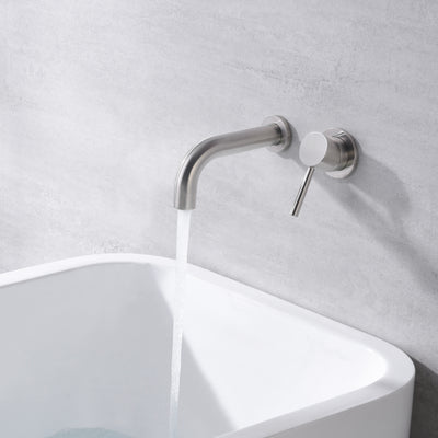SUMERAIN Badewannenarmatur, gebürstetes Nickel, Wandmontage, Badewannenarmatur, Einzelgriff mit Rohventil