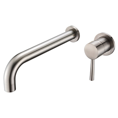 Einhand-Wannenhahn mit hohem Durchfluss und langem Auslauf aus gebürstetem Nickel zur Wandmontage